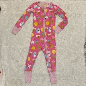 Little Sleepies. 18-24 months. Pink milk and cookies print.